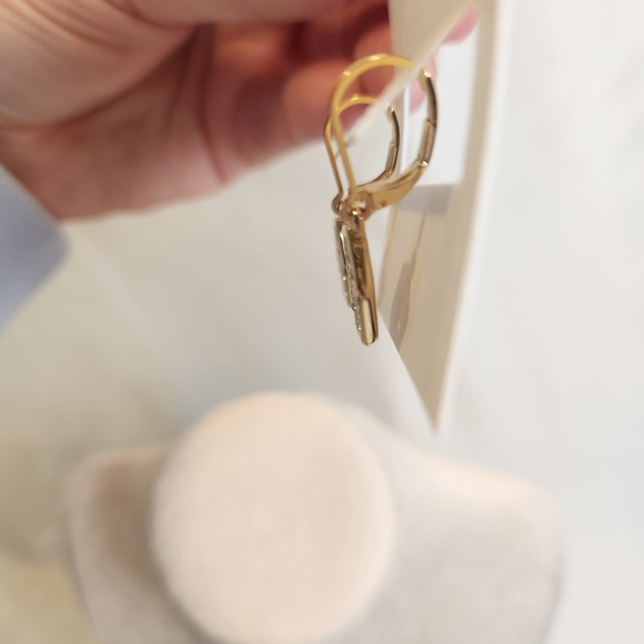 Karl Lagerfeld Paris Gold-tone and Crystal Logo Drop Earrings - Picture 2 of 3